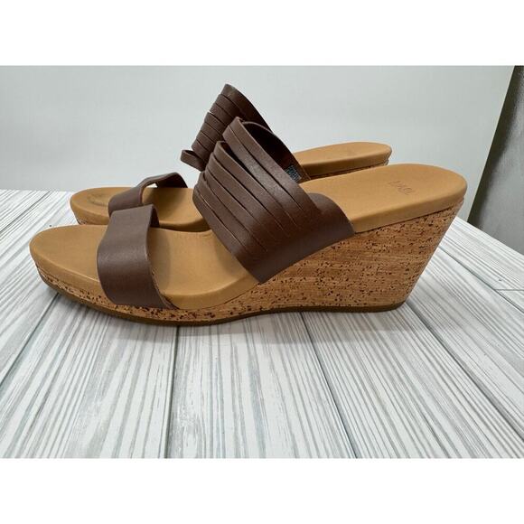 Teva 1010909 Arrabelle Brown Leather Wedge Slip On Sandal Shoes Women's 8 Summer - Picture 2 of 9